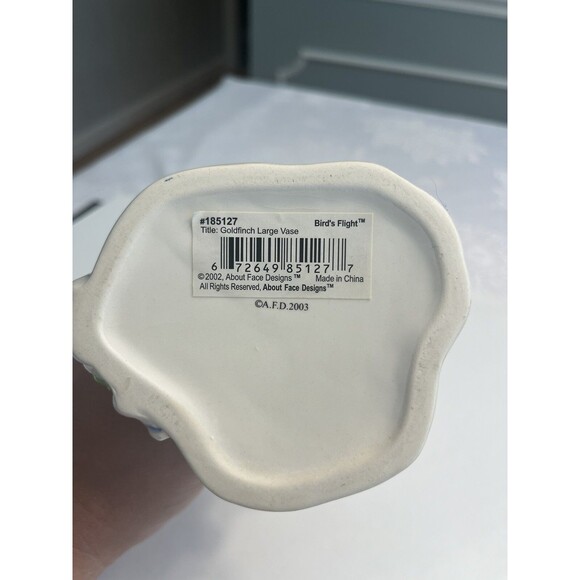 A Birds Flight Goldfinch Floral Iridescent Ceramic Vase - Picture 12 of 14